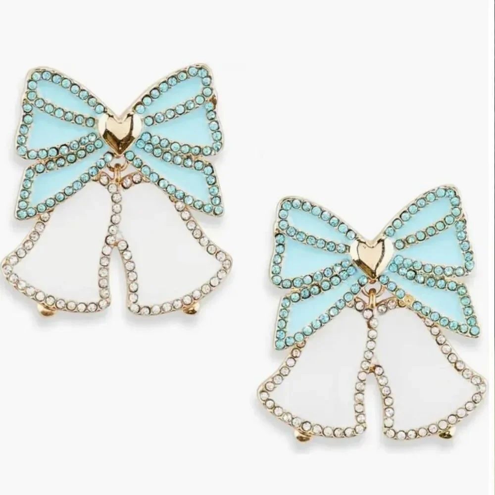 BaubleBar Wedding Bell Drop Earrings with Blue Bows